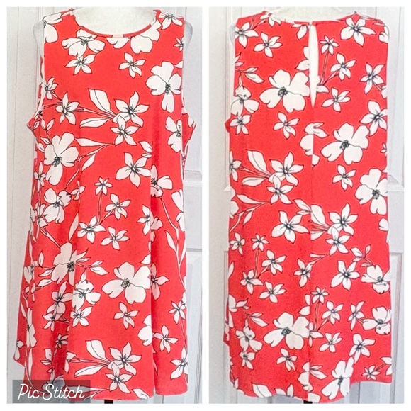 Jessica Howard Coral Tropical Floral A-Line Shift Mini Dress 16 - Picture 1 of 16